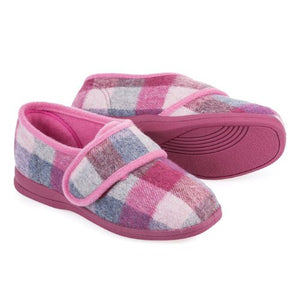 Cosyfeet Holly Pink Checker Slippers